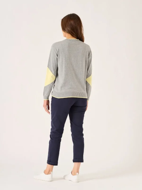 Quba & Co Caldew Argyle Grey and Yellow Jumper Sale