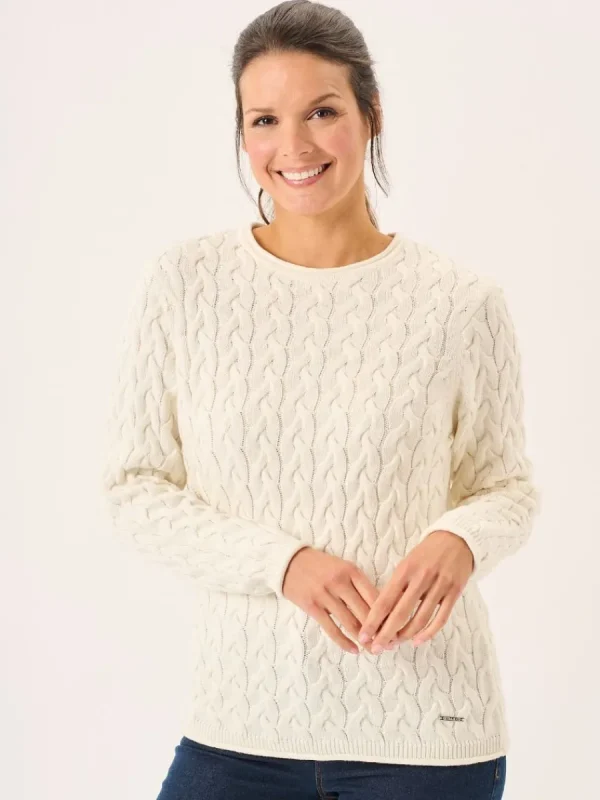 Quba & Co Clare Foam White Cotton Cable Knitted Jumper Sale
