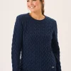 Quba & Co Clare Navy Cotton Cable Knitted Jumper New