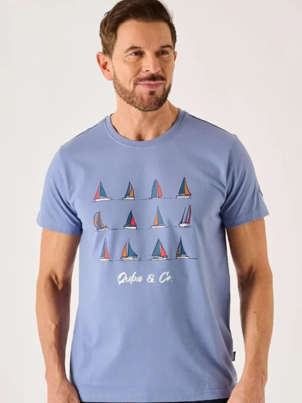 Quba & Co Cool Blue Nautical Print Lifestyle T-Shirt - Bendel New