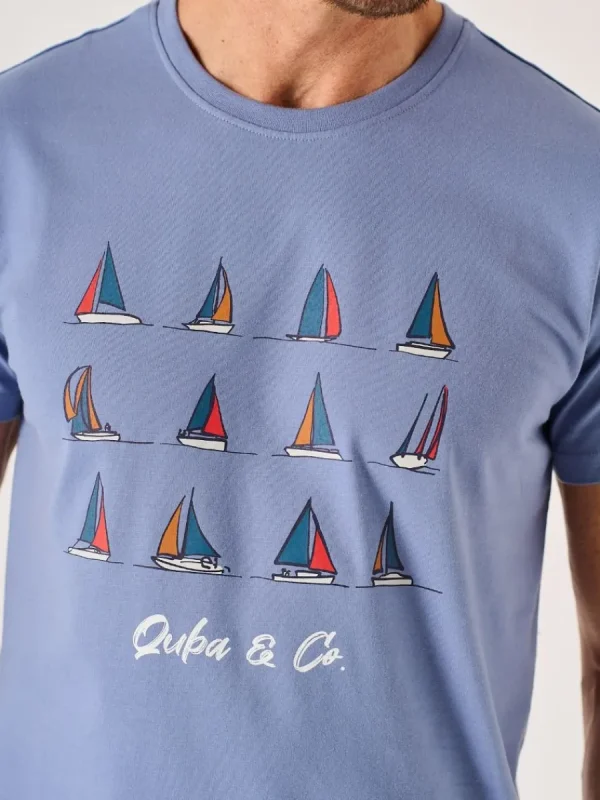 Quba & Co Cool Blue Nautical Print Lifestyle T-Shirt - Bendel New
