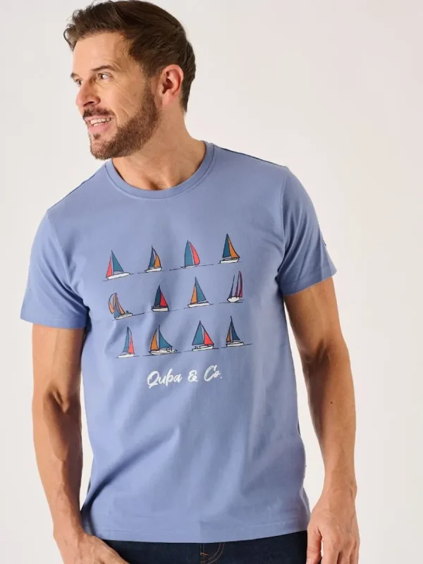 Quba & Co Cool Blue Nautical Print Lifestyle T-Shirt - Bendel New