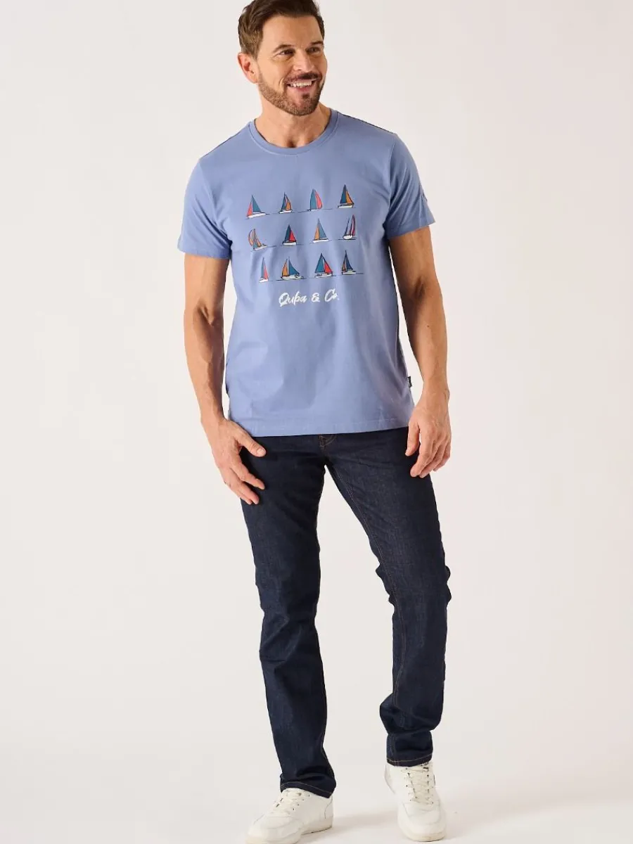 cool_blue_nautical_print__3.webp Quba & Co Cool Blue Nautical Print Lifestyle T-Shirt - Bendel New