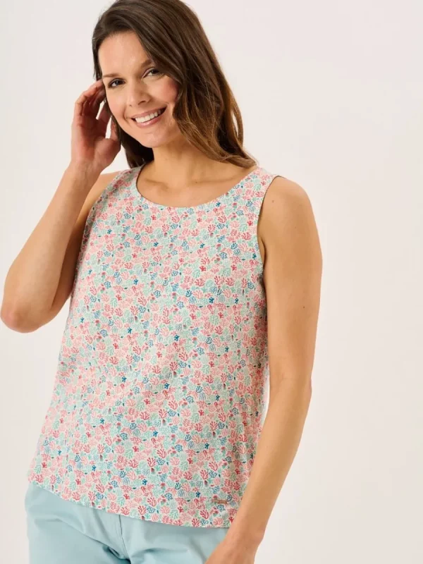 Quba & Co Coral And Teal Nautical Print Sleeveless Vest Top - Elsie Fashion