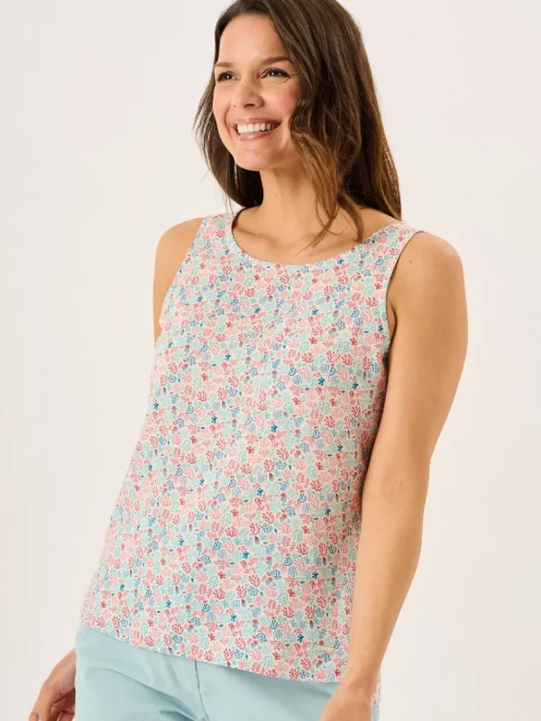 Quba & Co Coral And Teal Nautical Print Sleeveless Vest Top - Elsie Fashion