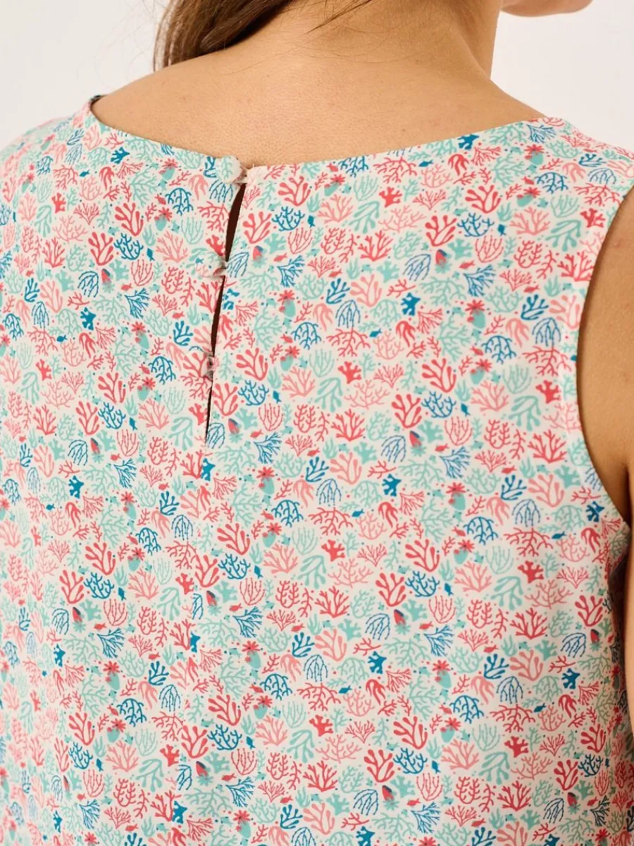 coral_and_teal_nautical_p_4.webp Quba & Co Coral And Teal Nautical Print Sleeveless Vest Top - Elsie Fashion