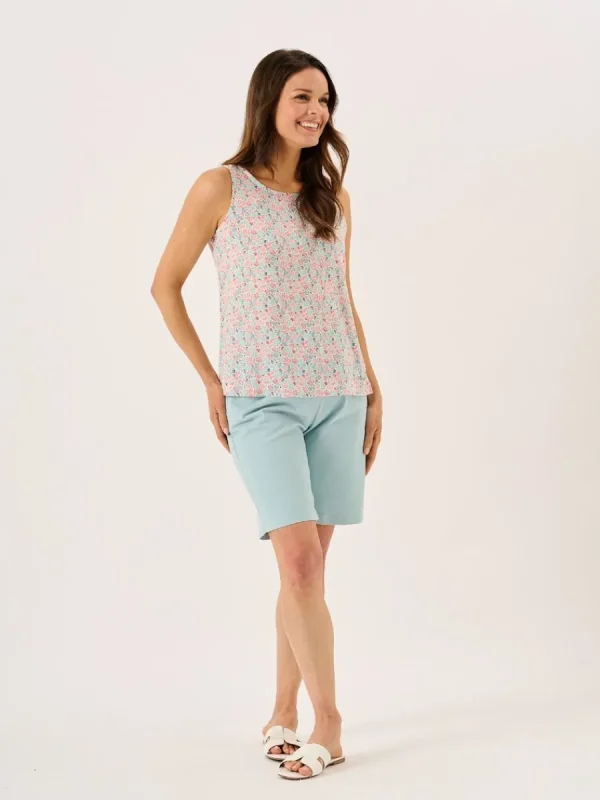 Quba & Co Coral And Teal Nautical Print Sleeveless Vest Top - Elsie Fashion