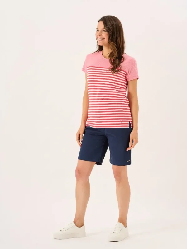 Quba & Co Coral And White Panelled Yarn Dye T-Shirt - Silva Best