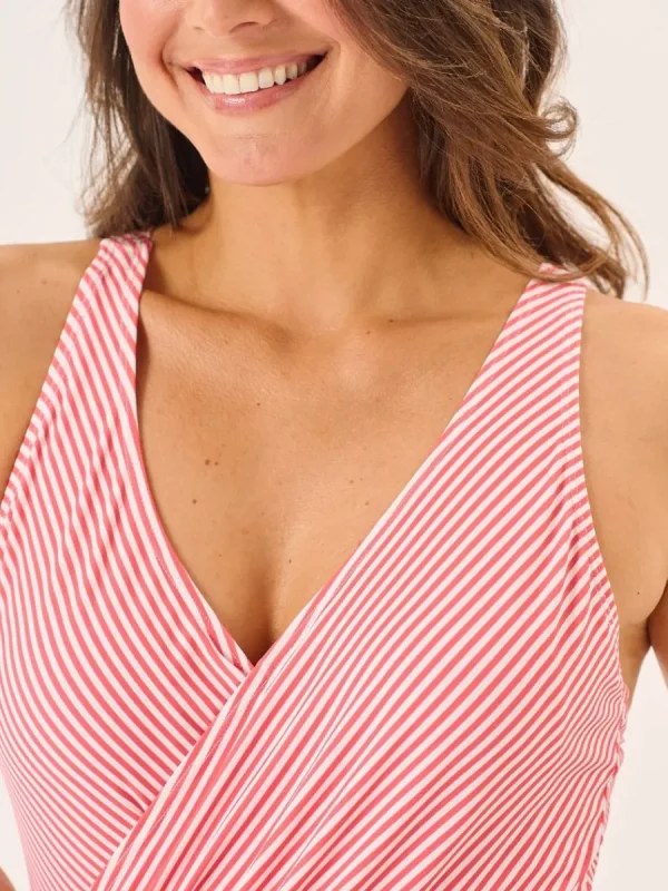 Quba & Co Coral And White Striped Swimsuit - Morgana Best