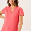 Quba & Co Coral Short Broderie Sleeved T-Shirt - Leela Online