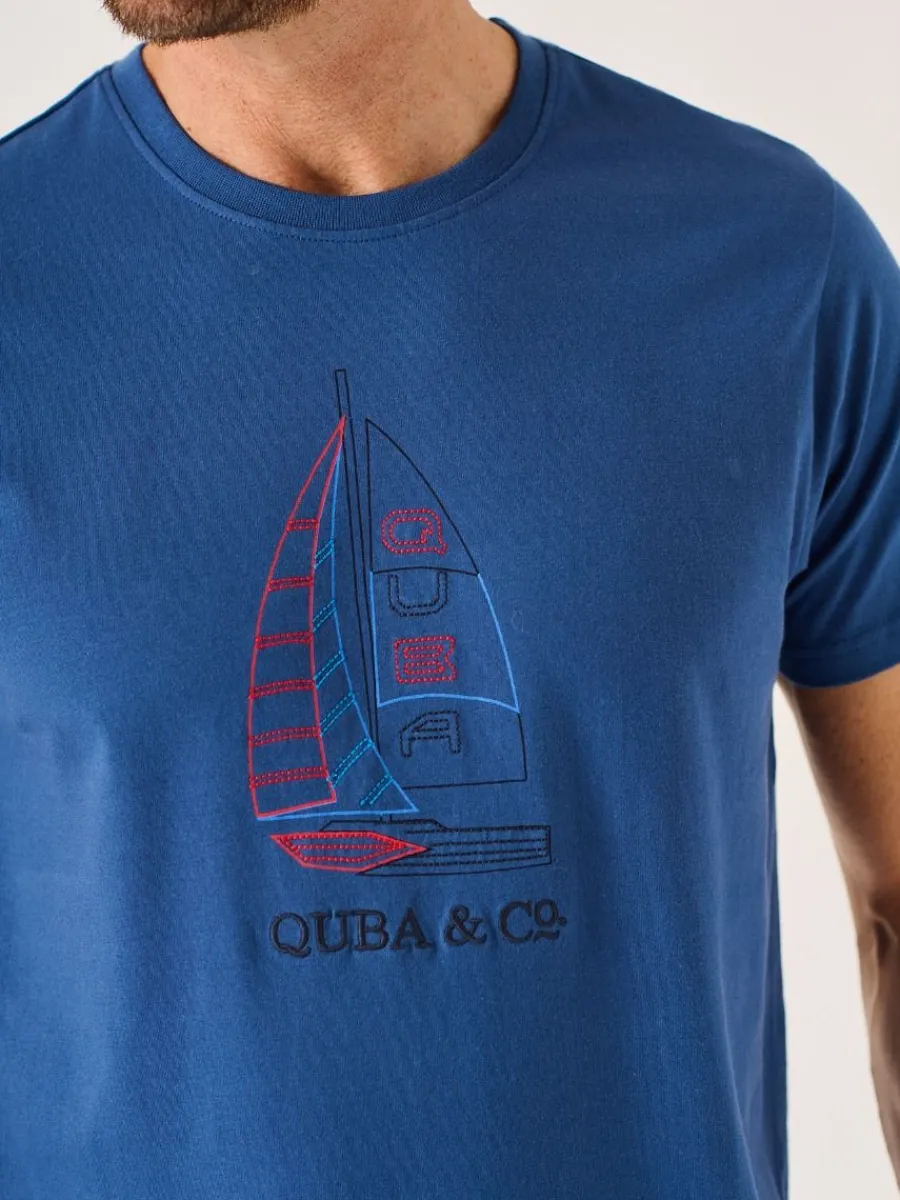 dark_blue_quba_and_co_nau_1.webp Quba & Co Dark Blue Quba And Co Nautical Design Lifestyle T-Shirt - Cromer Fashion