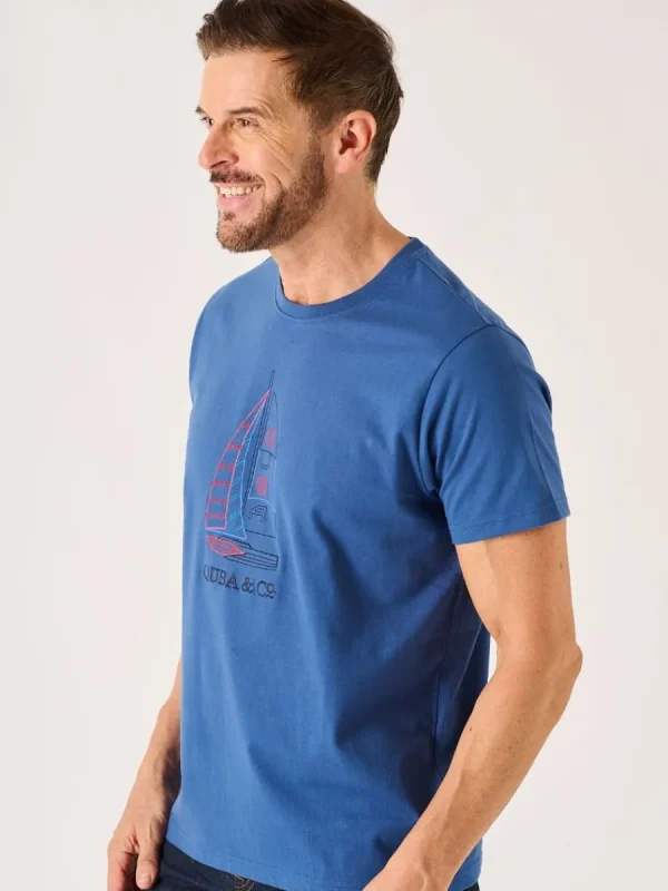 Quba & Co Dark Blue Quba And Co Nautical Design Lifestyle T-Shirt - Cromer Fashion