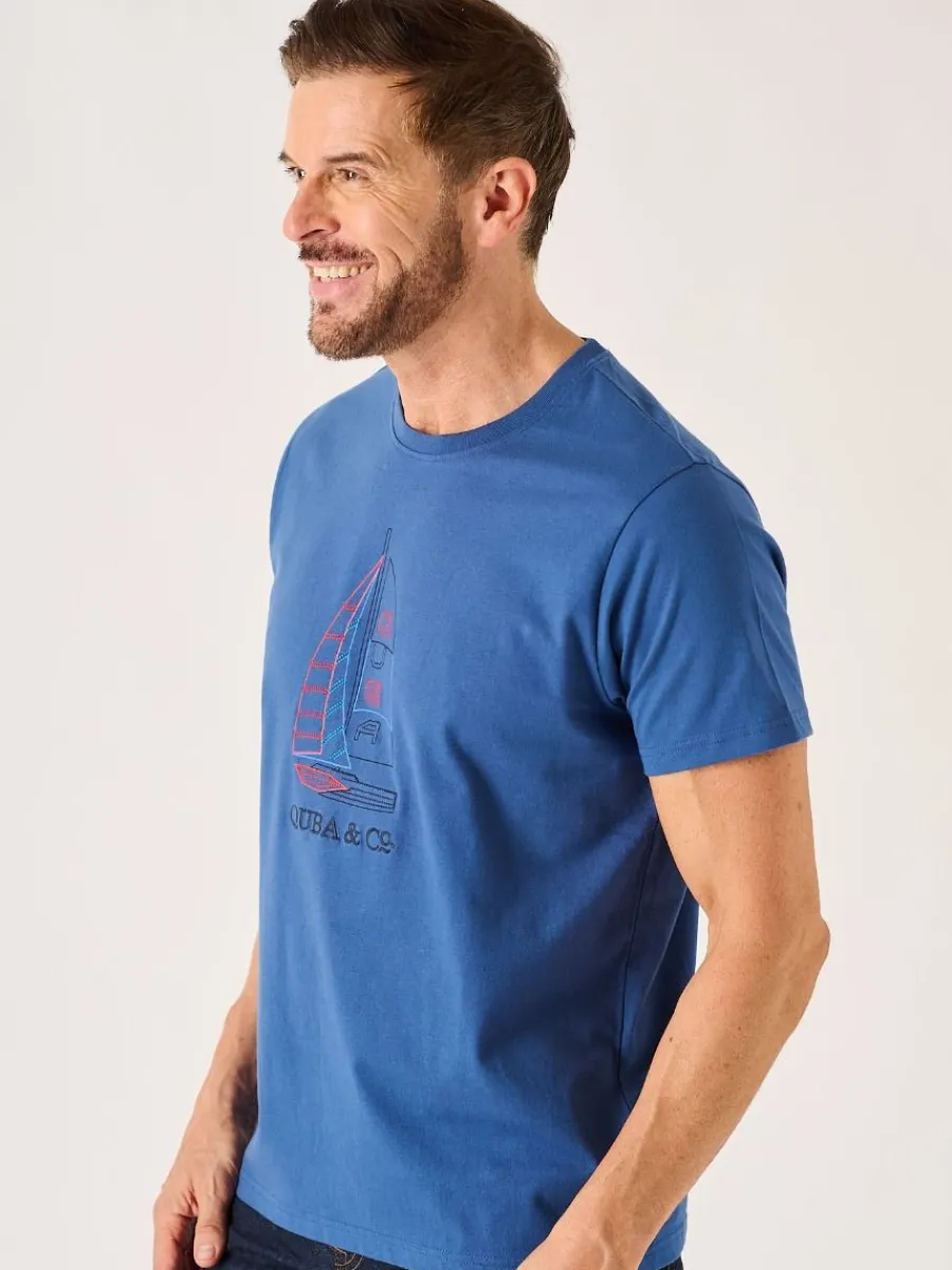 dark_blue_quba_and_co_nau_2.webp Quba & Co Dark Blue Quba And Co Nautical Design Lifestyle T-Shirt - Cromer Fashion