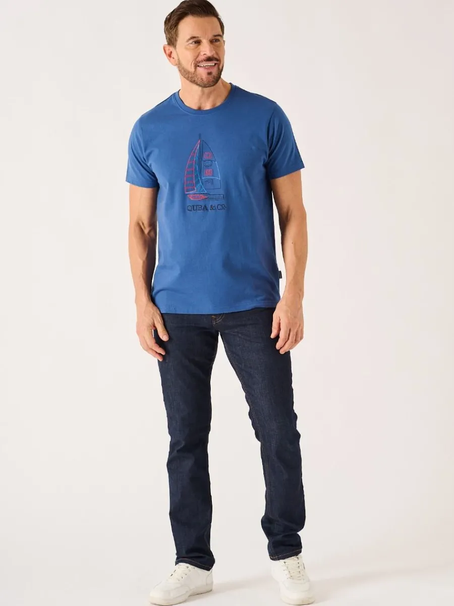 dark_blue_quba_and_co_nau_3.webp Quba & Co Dark Blue Quba And Co Nautical Design Lifestyle T-Shirt - Cromer Fashion