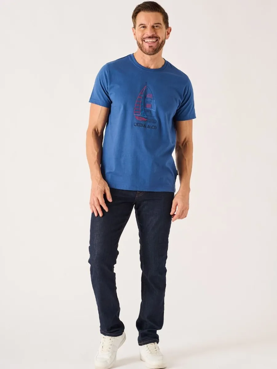 dark_blue_quba_and_co_nau_4.webp Quba & Co Dark Blue Quba And Co Nautical Design Lifestyle T-Shirt - Cromer Fashion