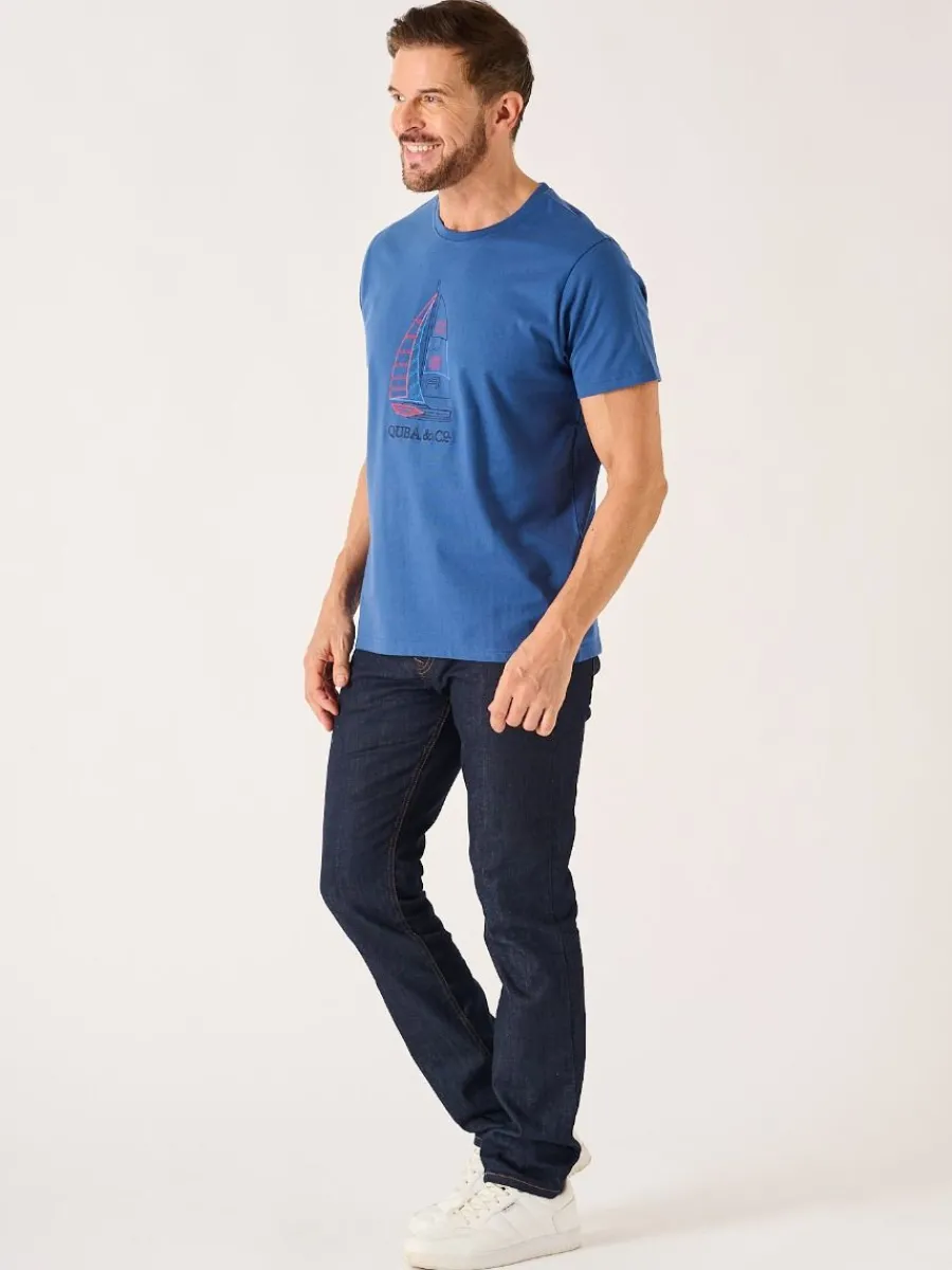 dark_blue_quba_and_co_nau_5.webp Quba & Co Dark Blue Quba And Co Nautical Design Lifestyle T-Shirt - Cromer Fashion