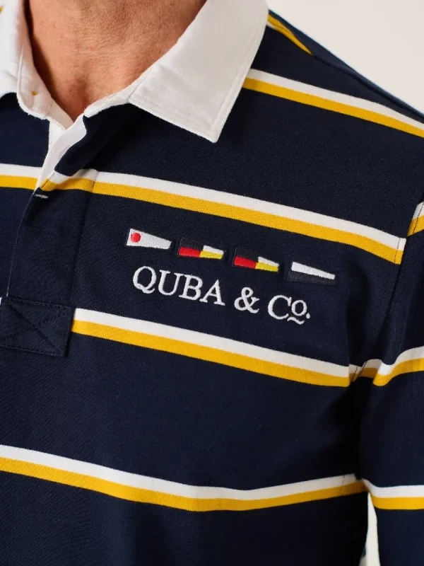 Quba & Co Dark Navy And Amber Quba And Co Lifestyle Rugby Shirt - Ade Sale