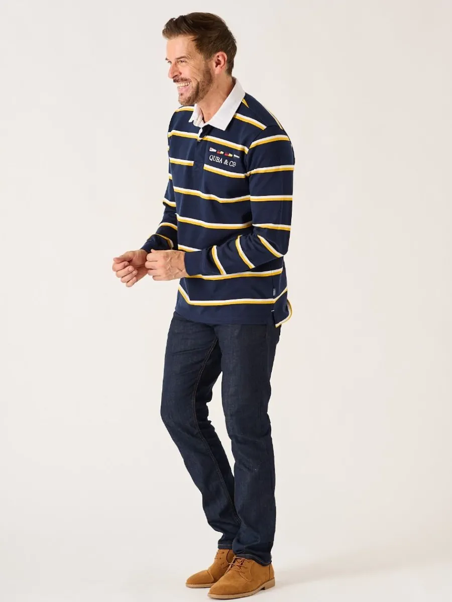 dark_navy_and_amber_quba__3.webp Quba & Co Dark Navy And Amber Quba And Co Lifestyle Rugby Shirt - Ade Sale