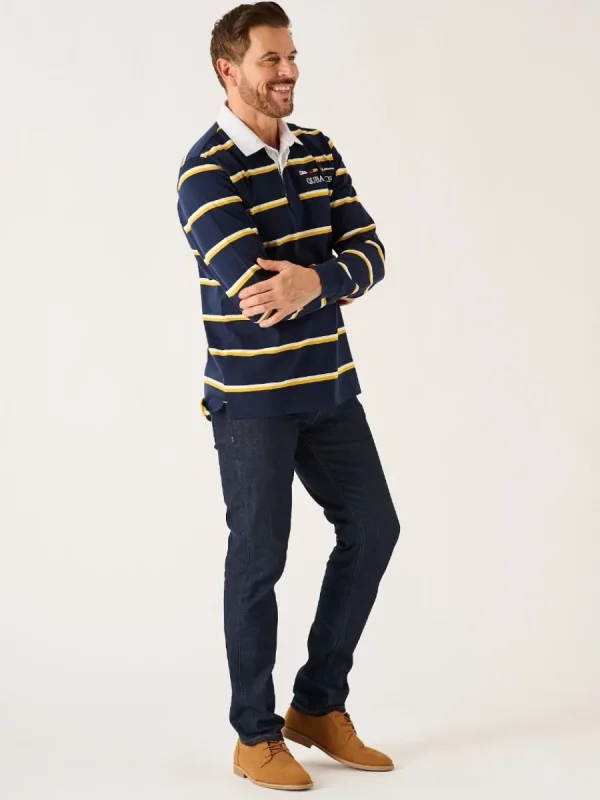Quba & Co Dark Navy And Amber Quba And Co Lifestyle Rugby Shirt - Ade Sale