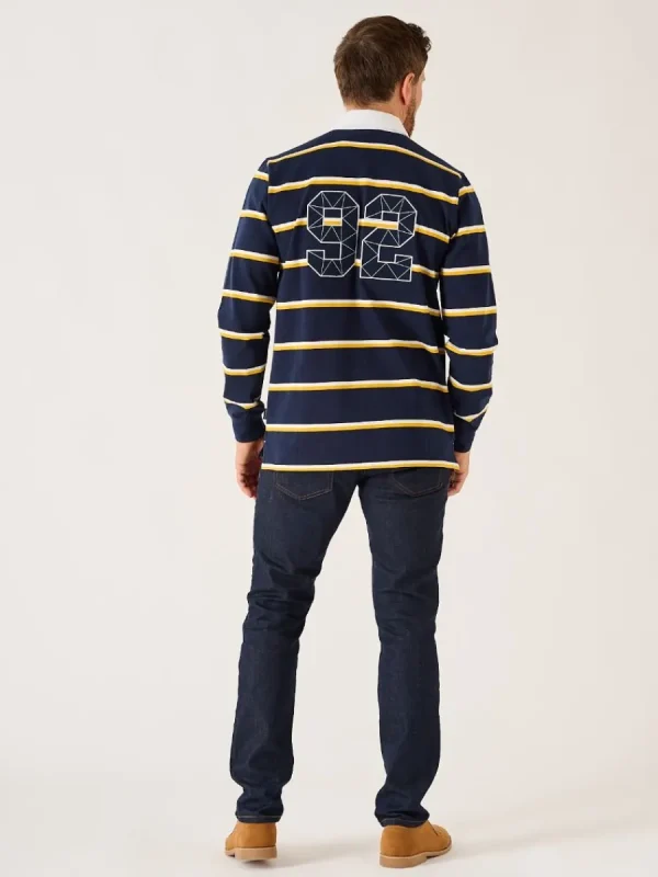 Quba & Co Dark Navy And Amber Quba And Co Lifestyle Rugby Shirt - Ade Sale
