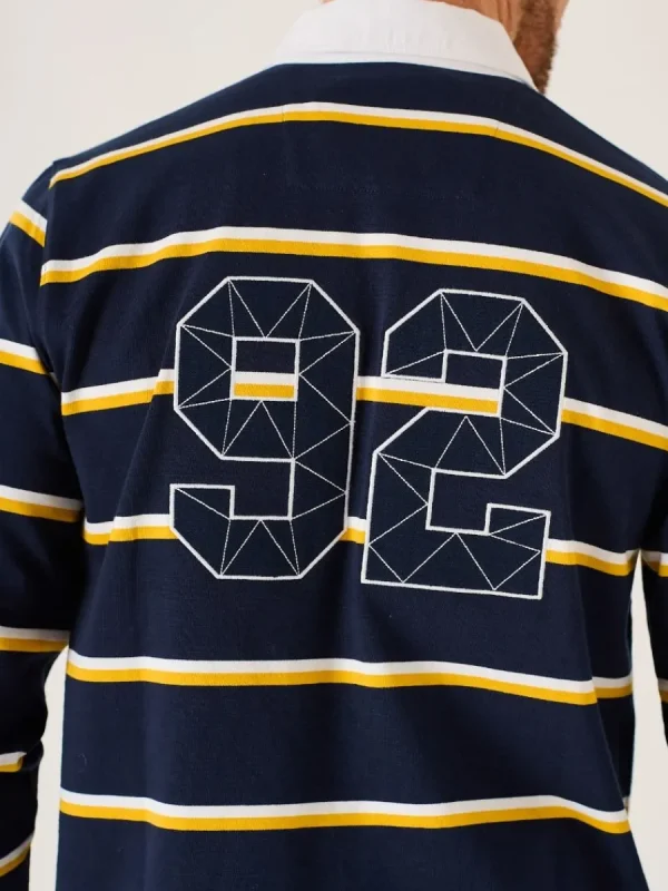 Quba & Co Dark Navy And Amber Quba And Co Lifestyle Rugby Shirt - Ade Sale