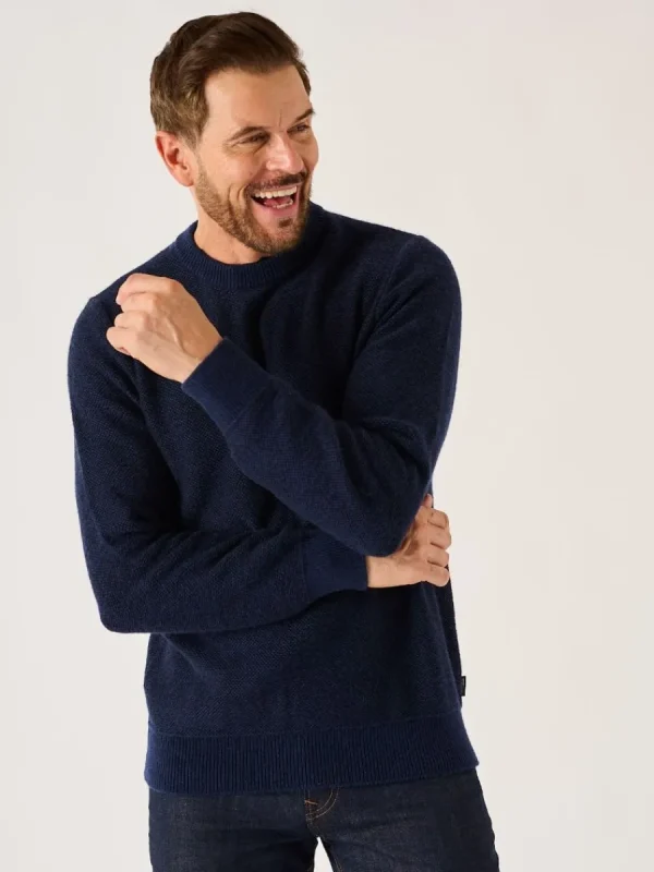 Quba & Co Dark Navy And Blue Lifestyle Merino Rich Jumper - Hampton New