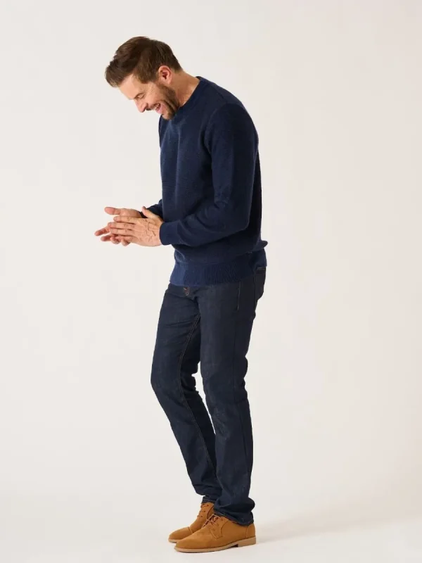 Quba & Co Dark Navy And Blue Lifestyle Merino Rich Jumper - Hampton New