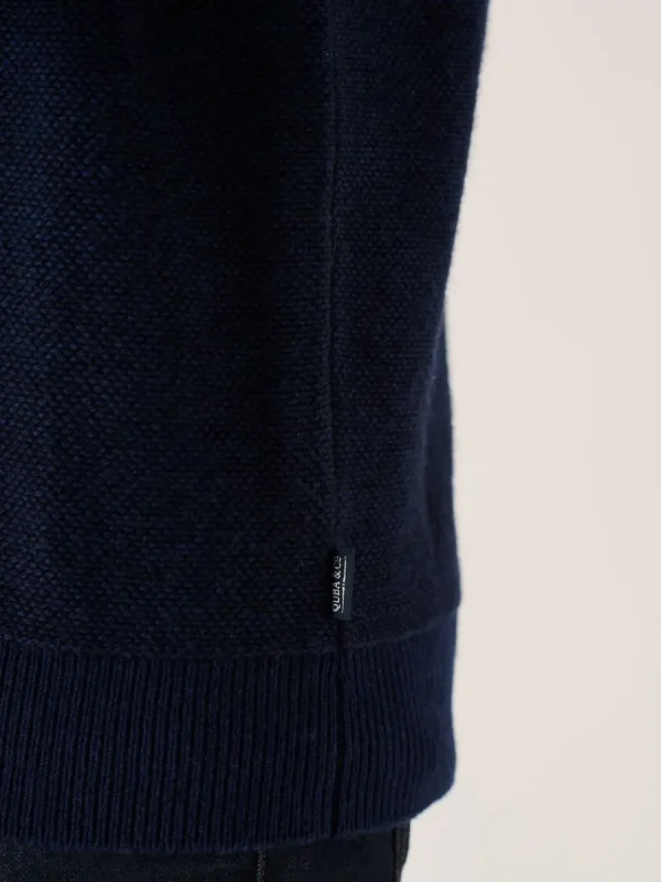 Quba & Co Dark Navy And Blue Lifestyle Merino Rich Jumper - Hampton New