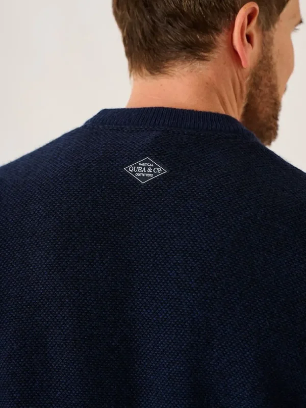 Quba & Co Dark Navy And Blue Lifestyle Merino Rich Jumper - Hampton New
