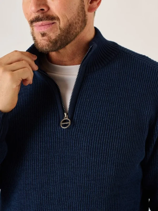Quba & Co Dark Navy And Blue Twisted Yarn 1/4 Zip Jumper - Forster Clearance