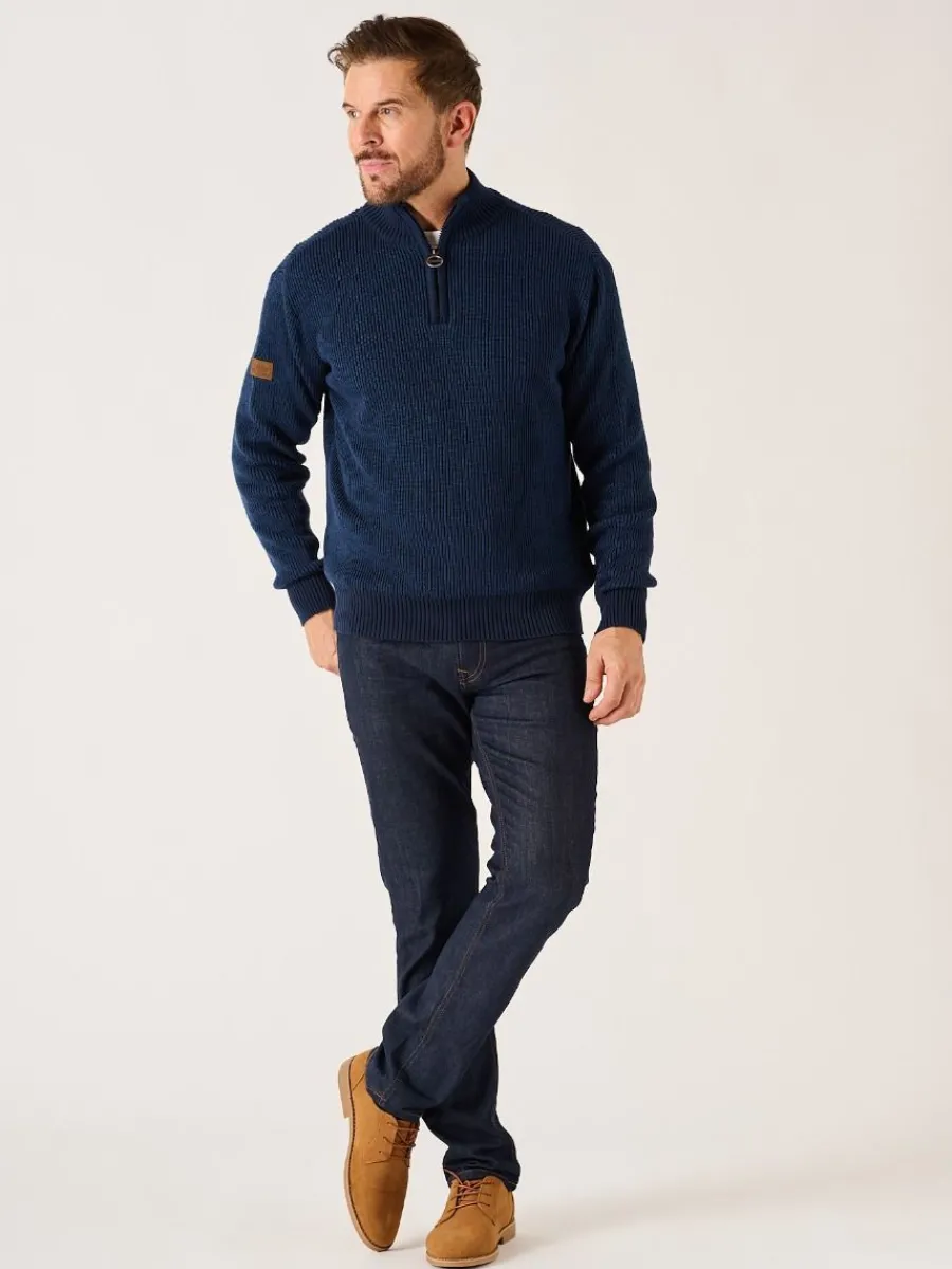 dark_navy_and_blue_twiste_3.webp Quba & Co Dark Navy And Blue Twisted Yarn 1/4 Zip Jumper - Forster Clearance