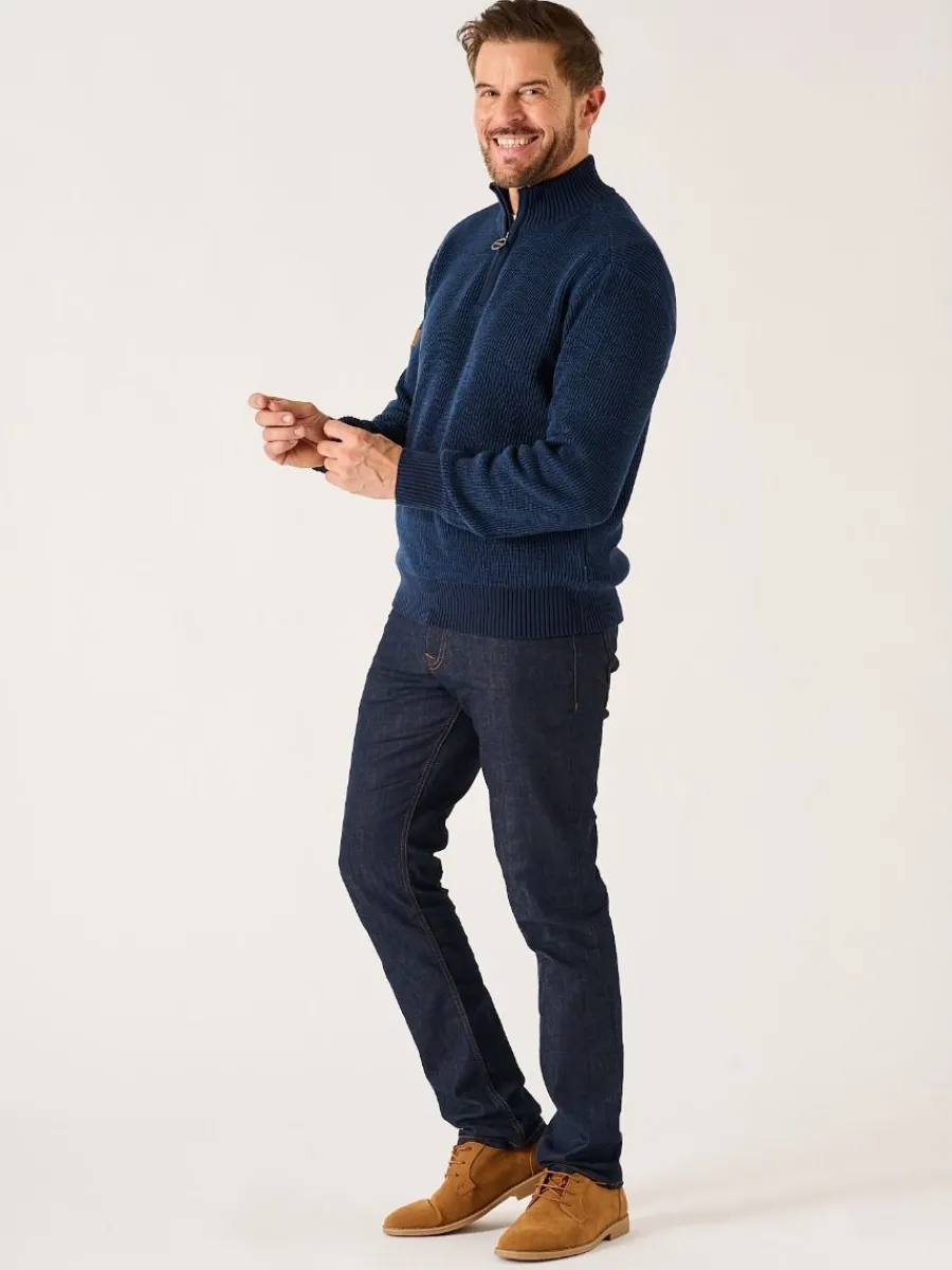 dark_navy_and_blue_twiste_4.webp Quba & Co Dark Navy And Blue Twisted Yarn 1/4 Zip Jumper - Forster Clearance