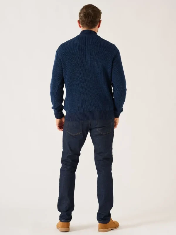 Quba & Co Dark Navy And Blue Twisted Yarn 1/4 Zip Jumper - Forster Clearance