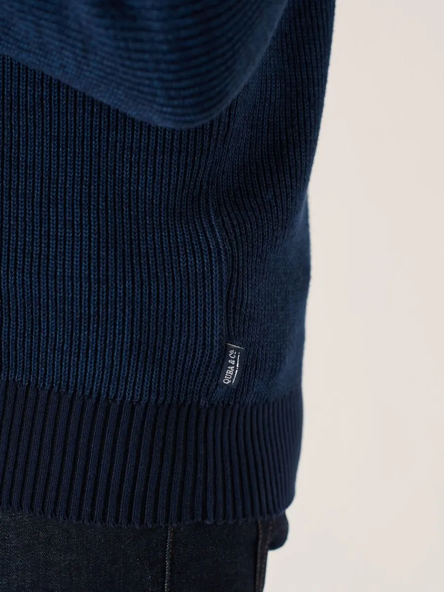 dark_navy_and_blue_twiste_6.webp Quba & Co Dark Navy And Blue Twisted Yarn 1/4 Zip Jumper - Forster Clearance