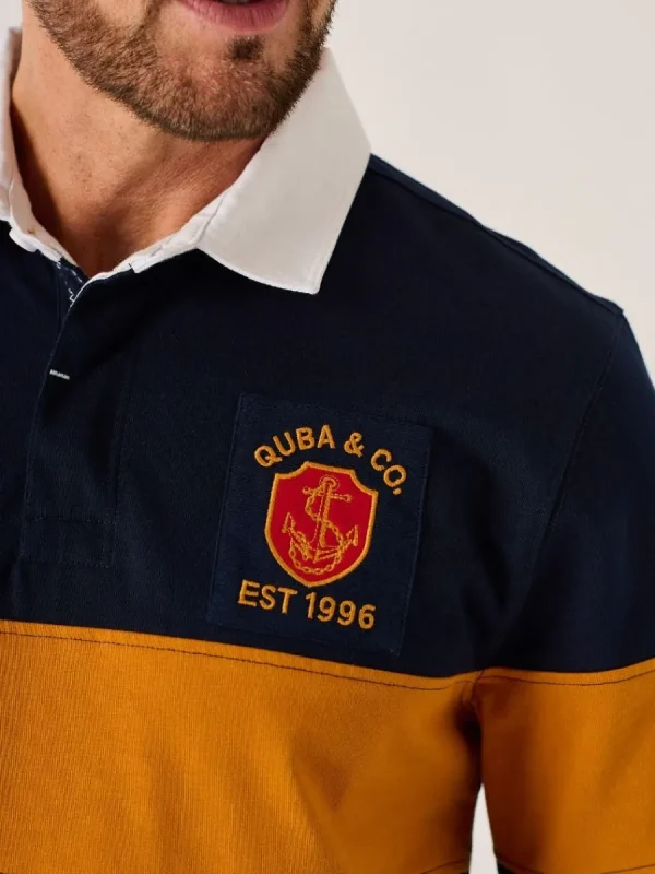 Quba & Co Dark Navy And Ochre Lifestyle Quba Rugby Shirt - Artie Clearance