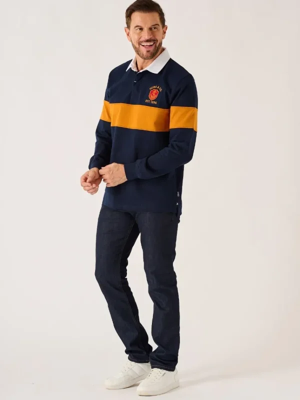 Quba & Co Dark Navy And Ochre Lifestyle Quba Rugby Shirt - Artie Clearance