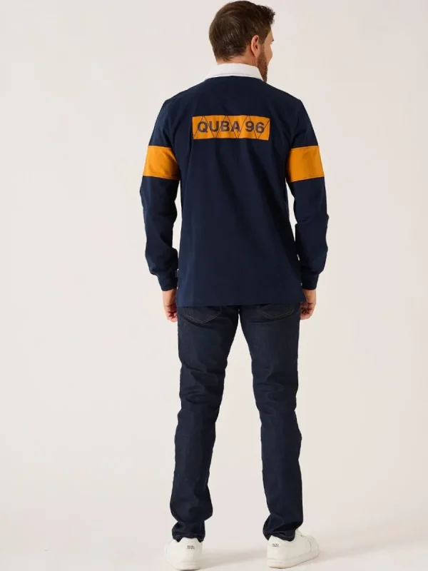 Quba & Co Dark Navy And Ochre Lifestyle Quba Rugby Shirt - Artie Clearance