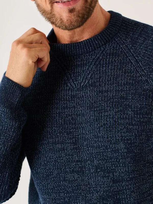 Quba & Co Dark Navy And Slate Twisted Yarn Crew Neck Jumper - Erling Sale