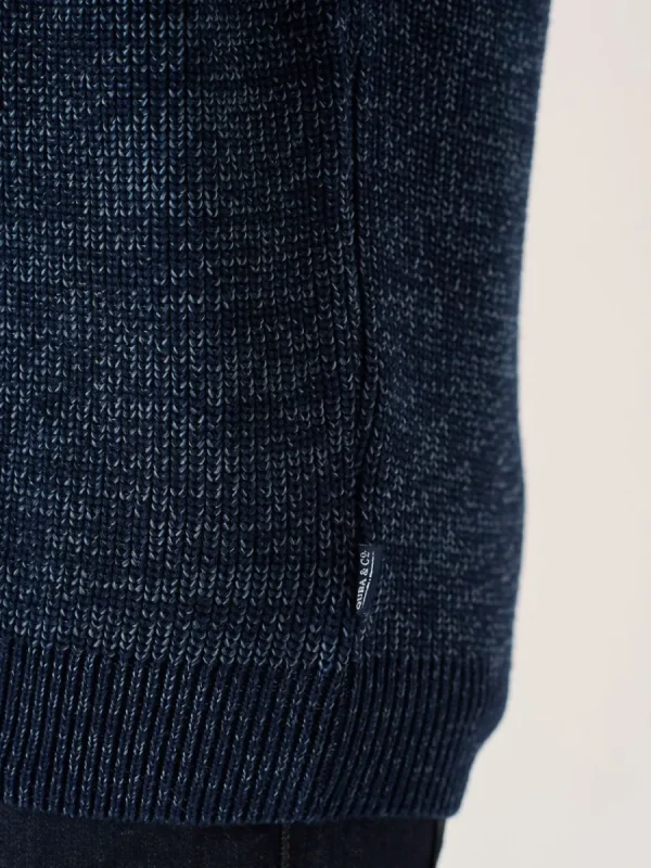 Quba & Co Dark Navy And Slate Twisted Yarn Crew Neck Jumper - Erling Sale