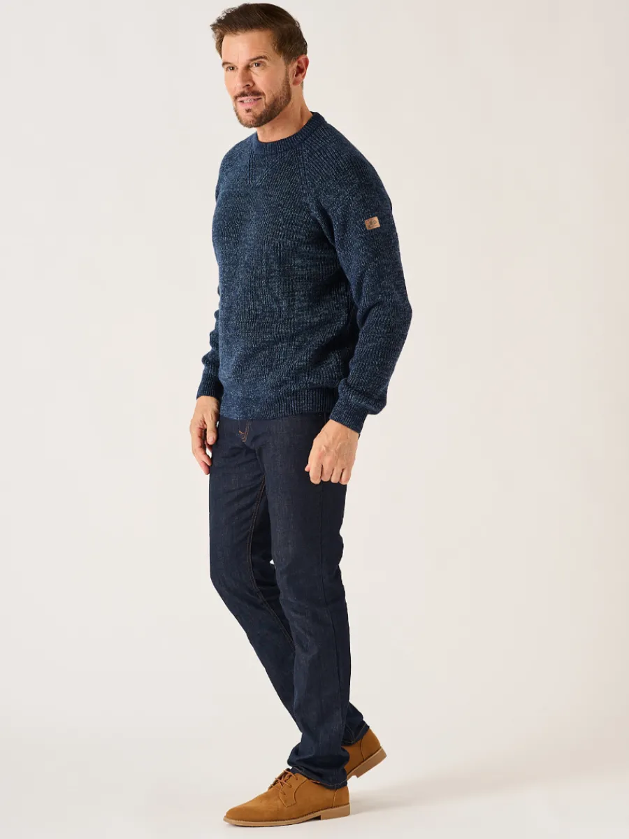 dark_navy_and_slate_twist_3.webp Quba & Co Dark Navy And Slate Twisted Yarn Crew Neck Jumper - Erling Sale