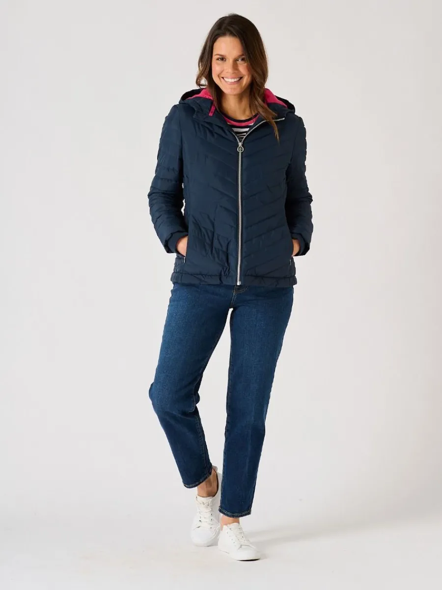 dark_navy_blue_padded_hoo_2.webp Quba & Co Dark Navy Blue Padded Hooded Jacket - Honey Outlet