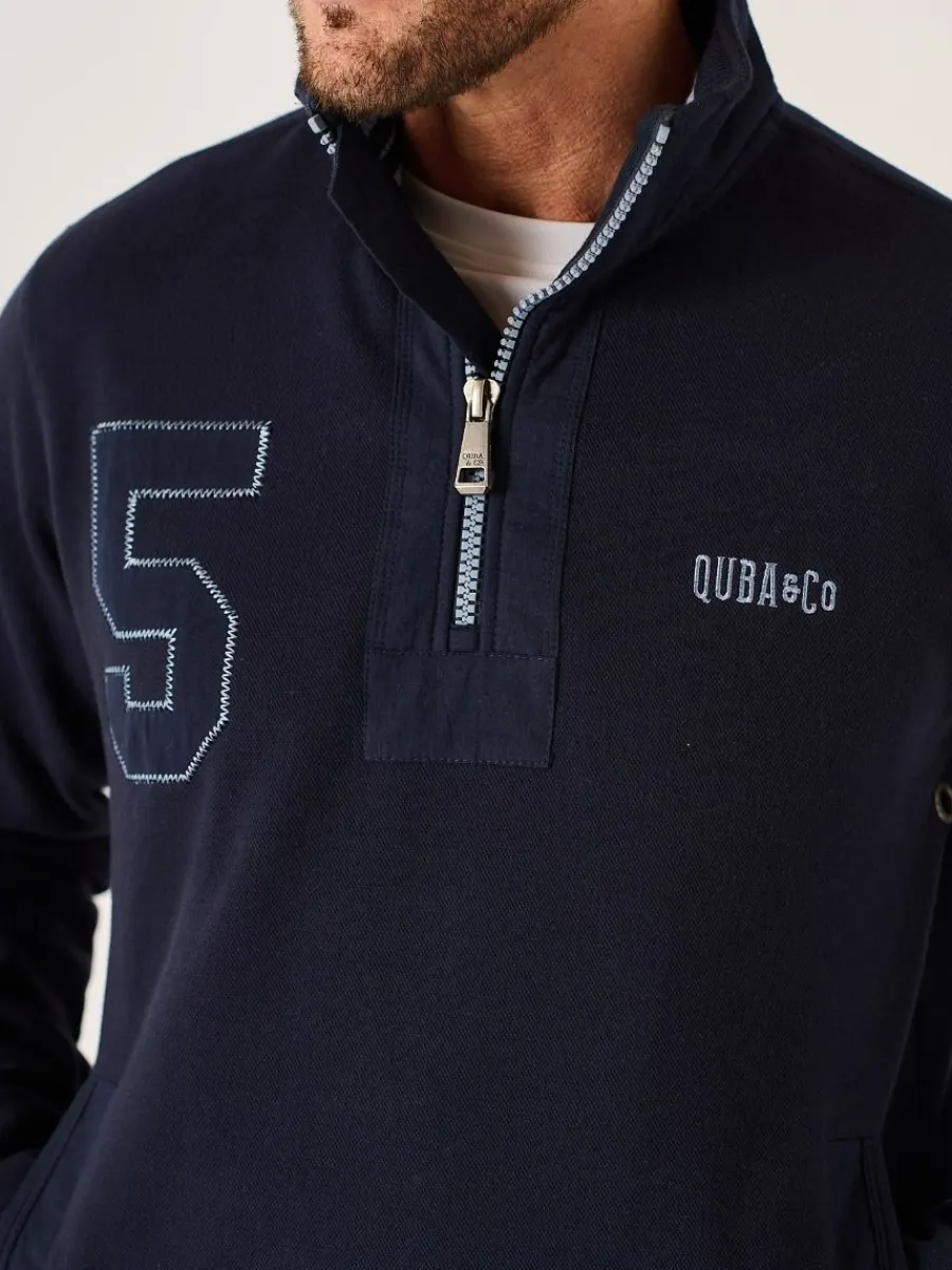 dark_navy_lifestyle__zip__1.webp Quba & Co Dark Navy Lifestyle 1/4 Zip Pique Sweatshirt - Wilshire New