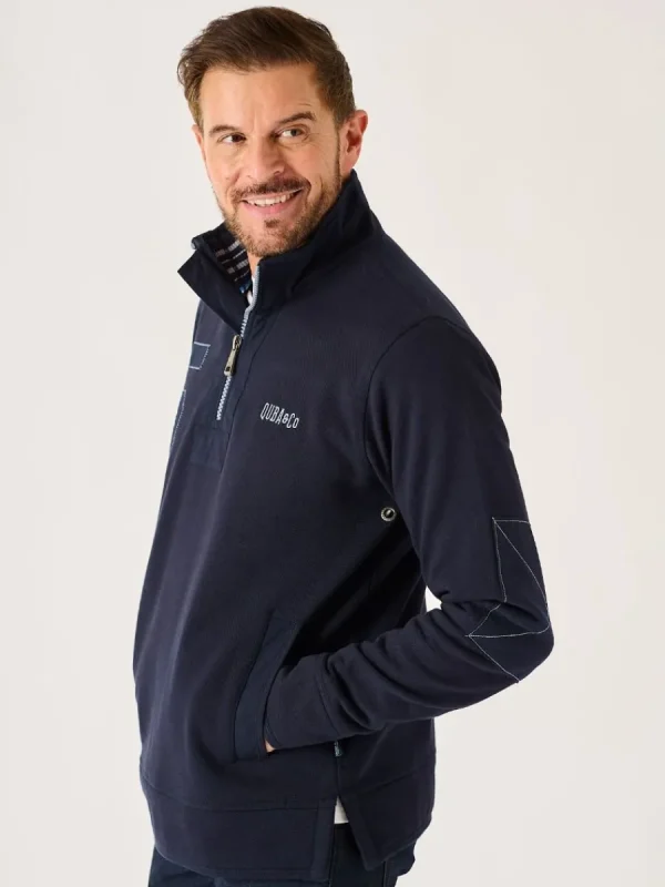 Quba & Co Dark Navy Lifestyle 1/4 Zip Pique Sweatshirt - Wilshire New