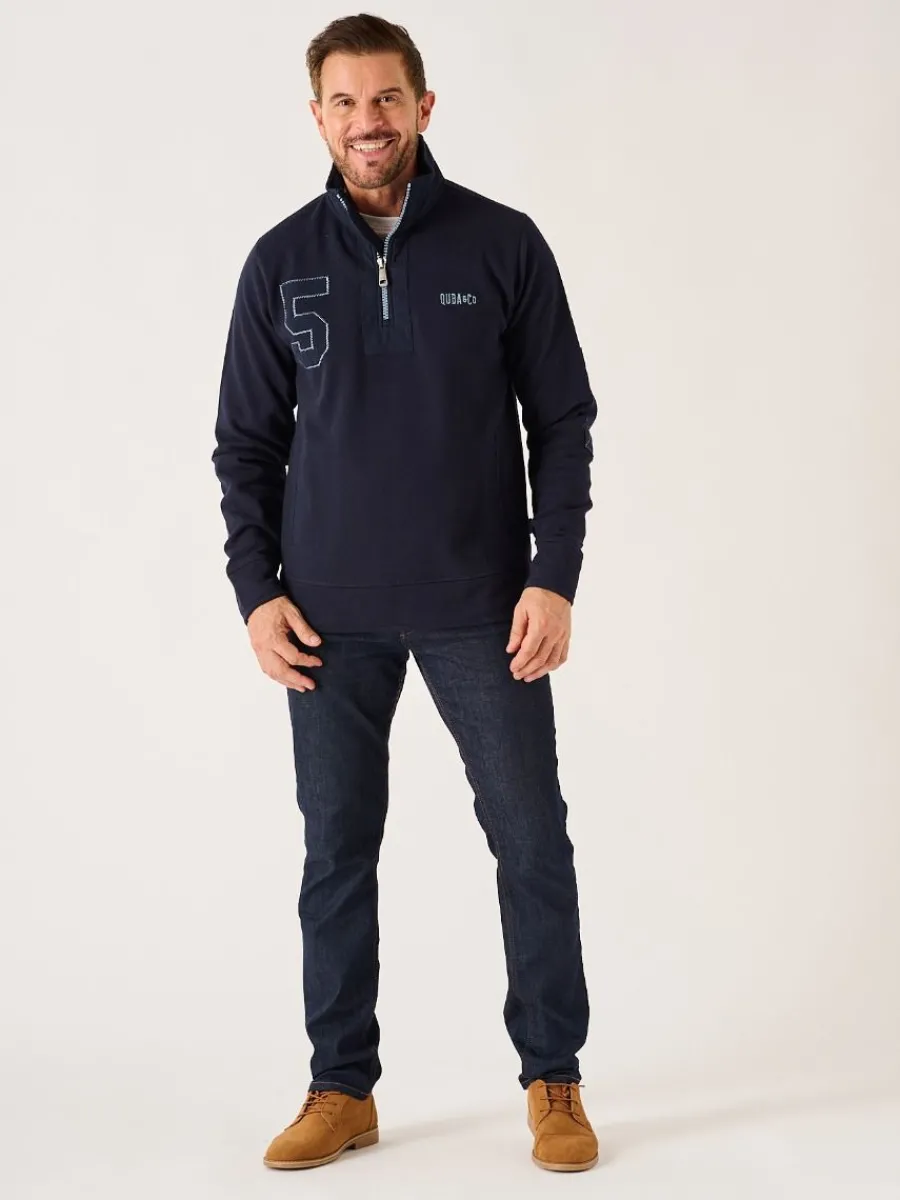 dark_navy_lifestyle__zip__6.webp Quba & Co Dark Navy Lifestyle 1/4 Zip Pique Sweatshirt - Wilshire New