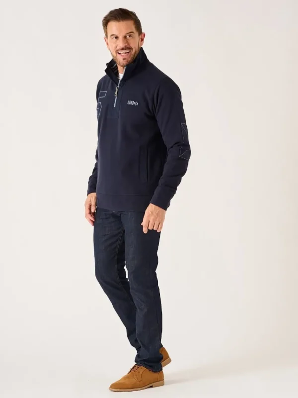 Quba & Co Dark Navy Lifestyle 1/4 Zip Pique Sweatshirt - Wilshire New