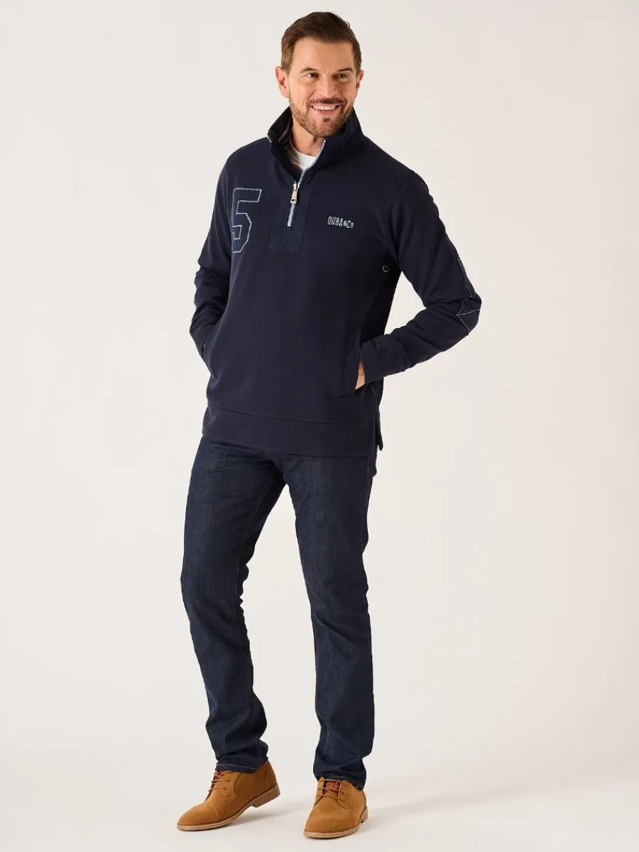 dark_navy_lifestyle__zip__8.webp Quba & Co Dark Navy Lifestyle 1/4 Zip Pique Sweatshirt - Wilshire New
