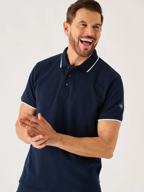 Quba & Co Dark Navy Lifestyle Textured Polo Shirt - Hawker Online