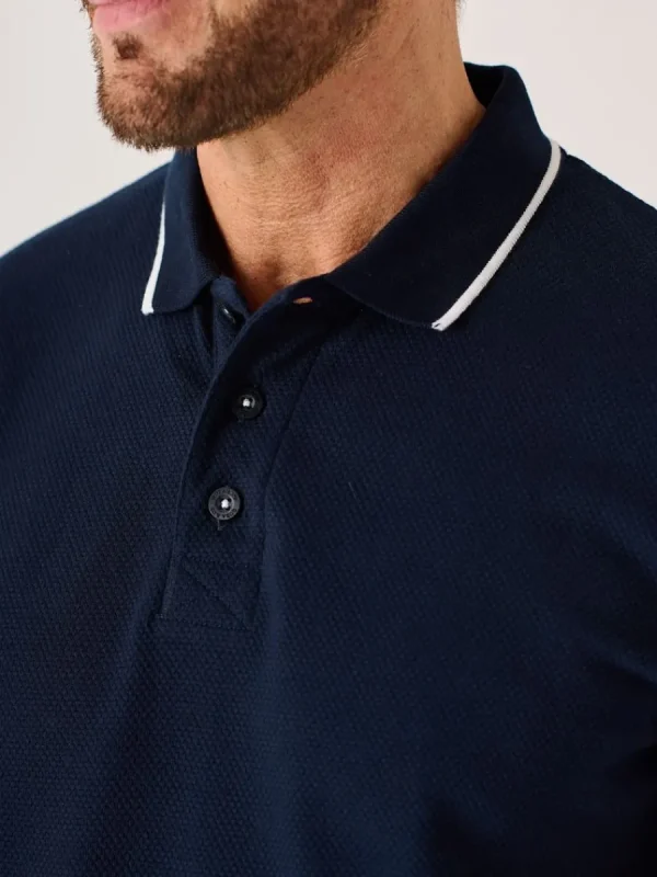 Quba & Co Dark Navy Lifestyle Textured Polo Shirt - Hawker Online