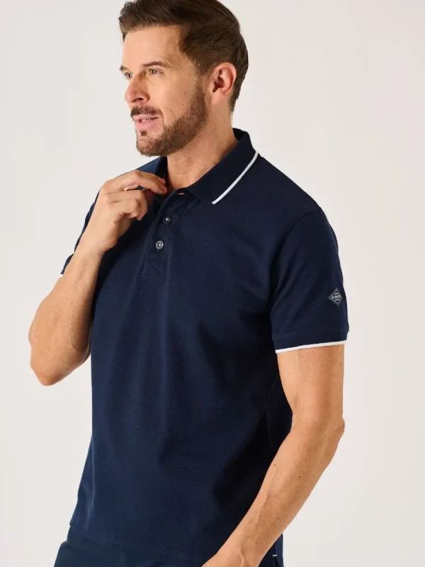 Quba & Co Dark Navy Lifestyle Textured Polo Shirt - Hawker Online