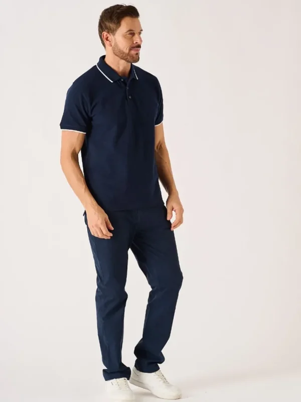 Quba & Co Dark Navy Lifestyle Textured Polo Shirt - Hawker Online